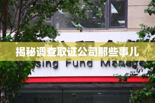 安溪揭秘调查取证公司那些事儿