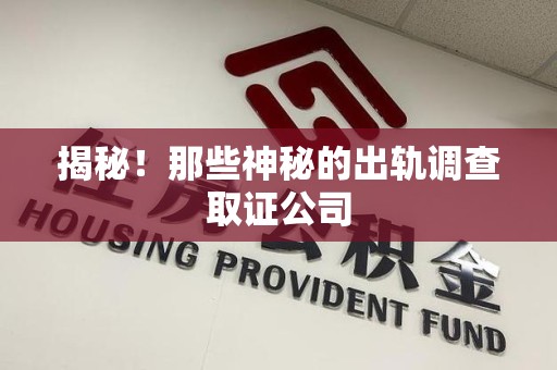 安溪揭秘！那些神秘的出轨调查取证公司