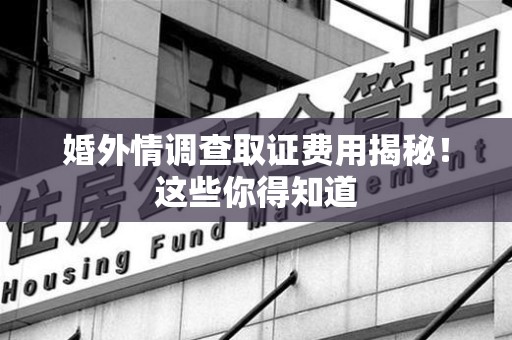 安溪婚外情调查取证费用揭秘！这些你得知道